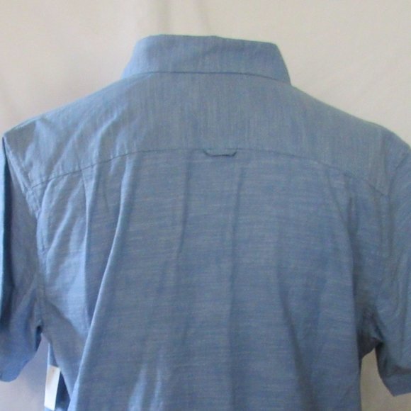 NWT Hurley Light Blue Short Sleeve Slub Button-Down Size Large 100% Cotton - Picture 3 of 12